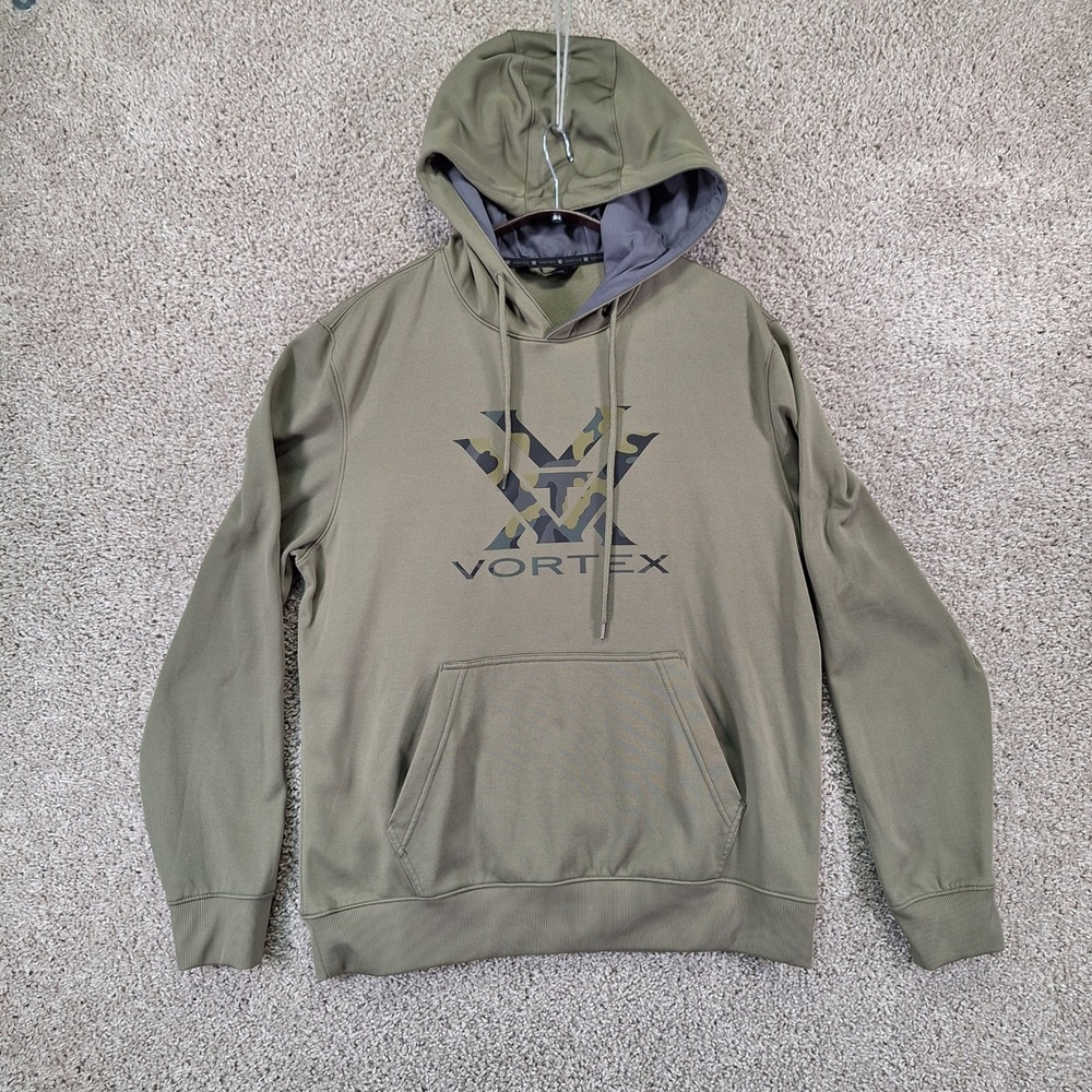 Vortex Hoodie Men Large Green Camo Logo Pullover Fleece Outdoor Gorpcore